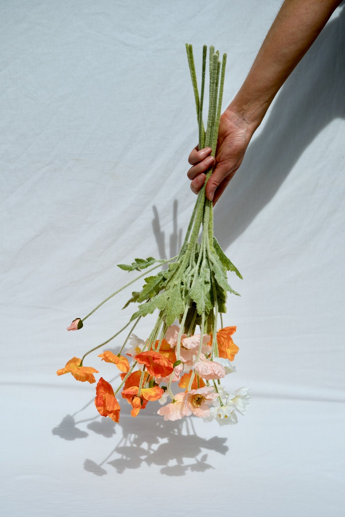 Poppies faux artificial flower bouquet modern home decor